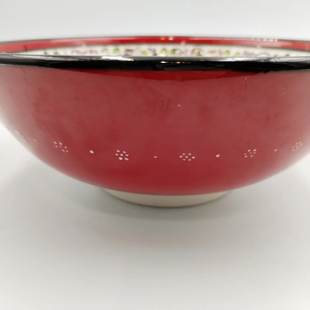 Turkish Ceramic Bowl Hand Painted Hand Made Red Floral Tulip Ottoman Iznik Style